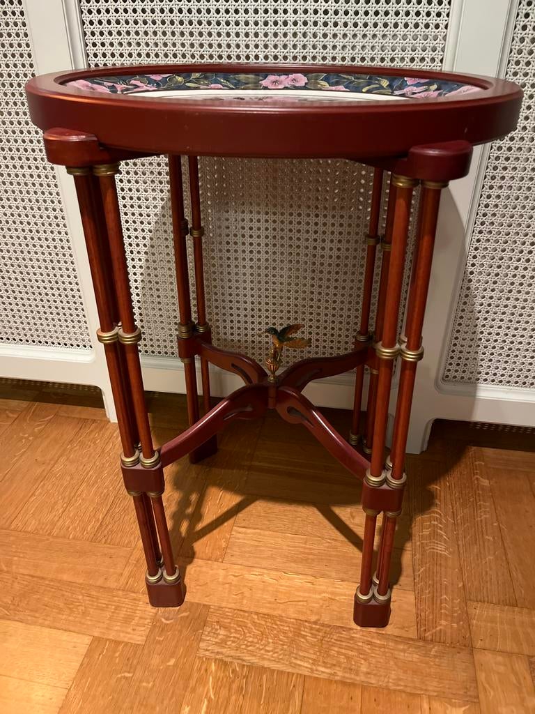 Ovale bijzettafel met bloemmotief en kolibrie, Ophalen