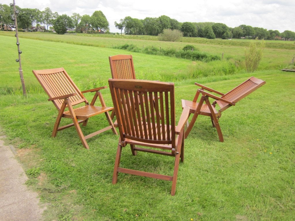 Tuinstoel hardhout, Ophalen, Gebruikt, Hout, Verstelbaar