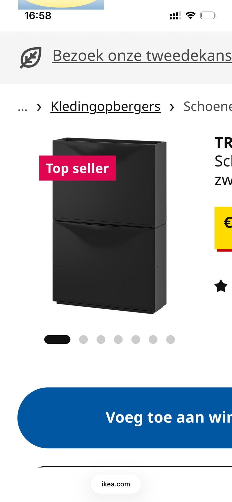 IKEA TRONES Schoenenkast Zwart - in verpakking, Ophalen, Nieuw