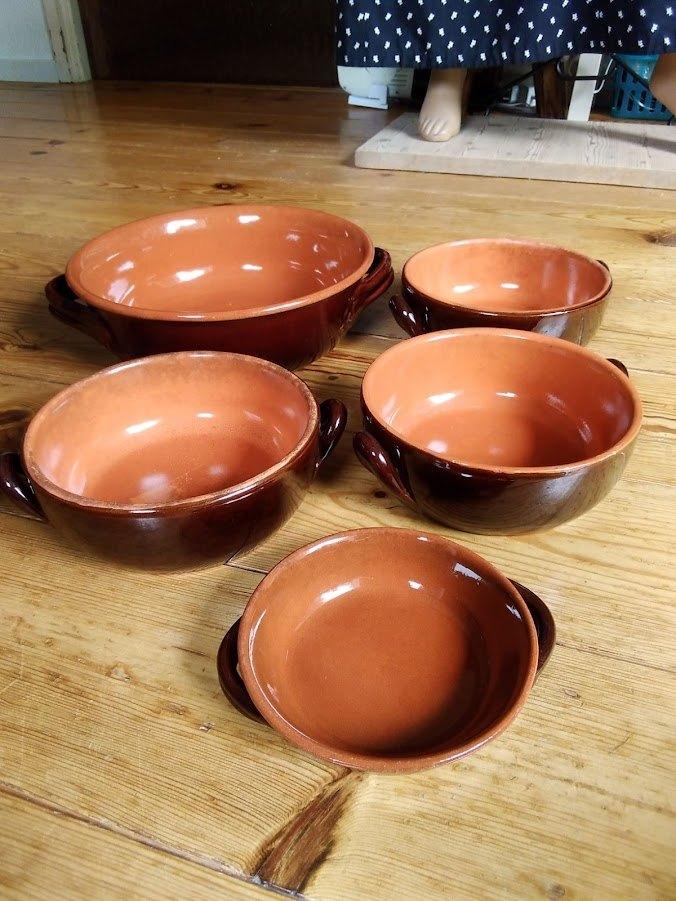 Casseroles / ovenschalen terracotta geglazuurd (5 st.), Ophalen of Verzenden