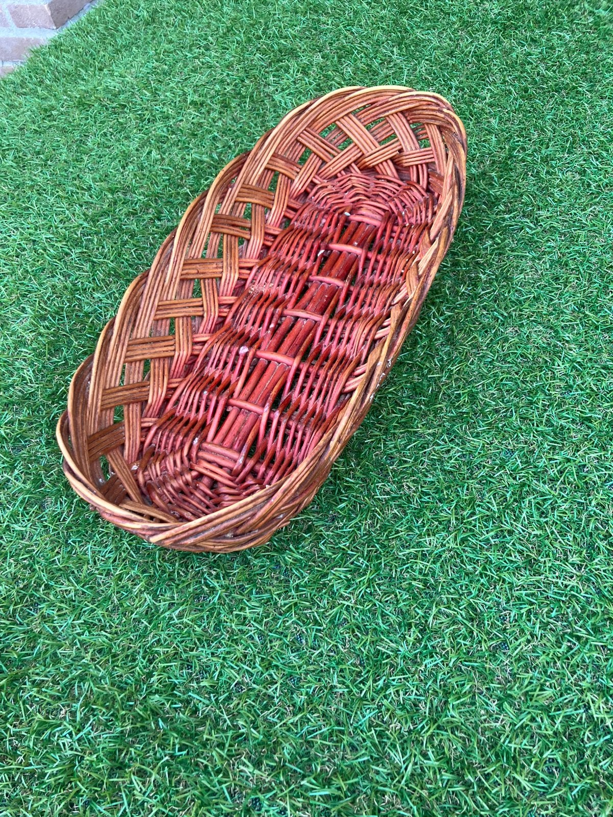 Rieten vintage broodmandje 39,5 x 19 cm,h 6,5 cm, Ophalen of Verzenden, Zo goed als nieuw, Rechthoekig, Riet