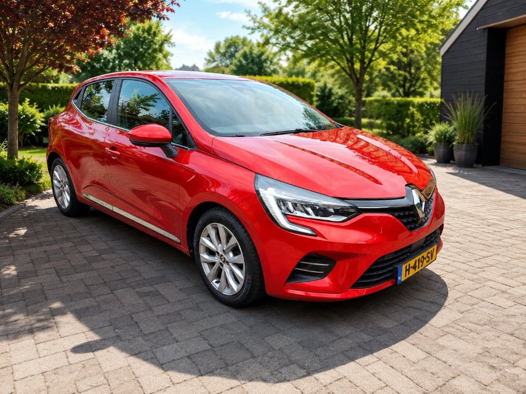 Renault Clio 5  1.0 TCe 100pk Bi-Fuel Zen  Rood, Auto's, Renault, Stof, 1112 kg, Zwart, 100 pk