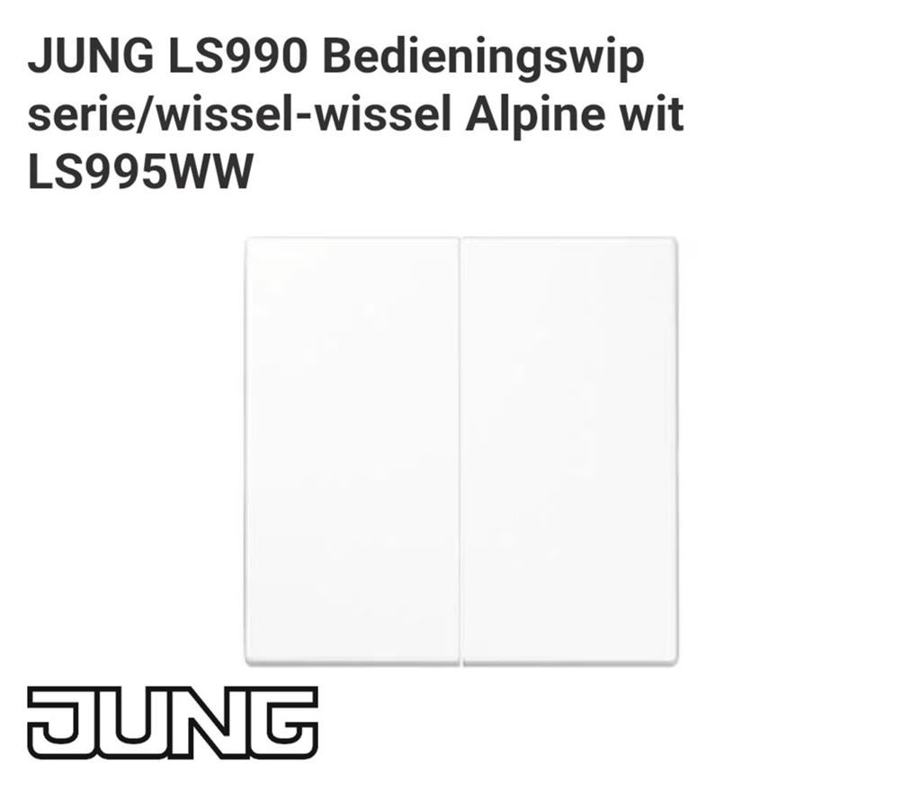 JUNG LS995WW Tweedelige Wip - LS Range Alpin Wit / Sneeuwwit, Ophalen of Verzenden, Nieuw, Schakelaar