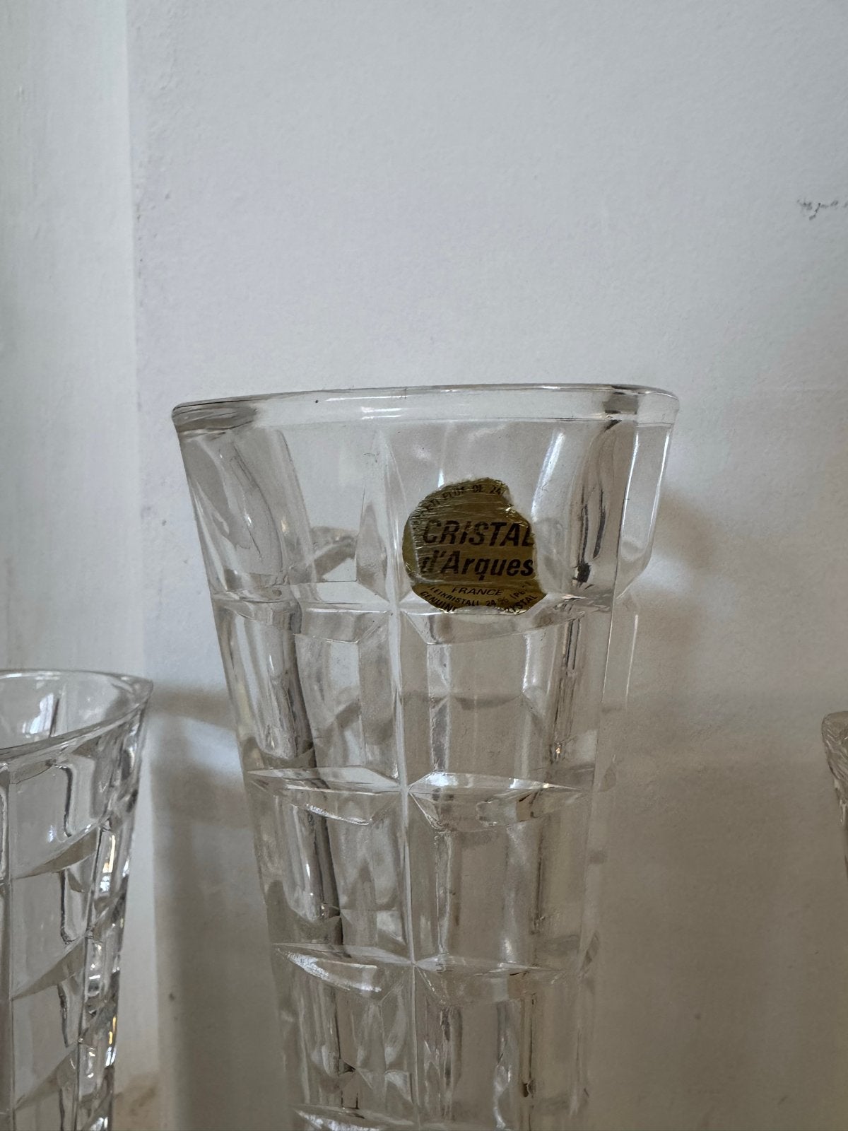 Vintage Cristal d'Arques Kristallen Vaasjes Set (3 stuks), Antiek en Kunst, Ophalen of Verzenden