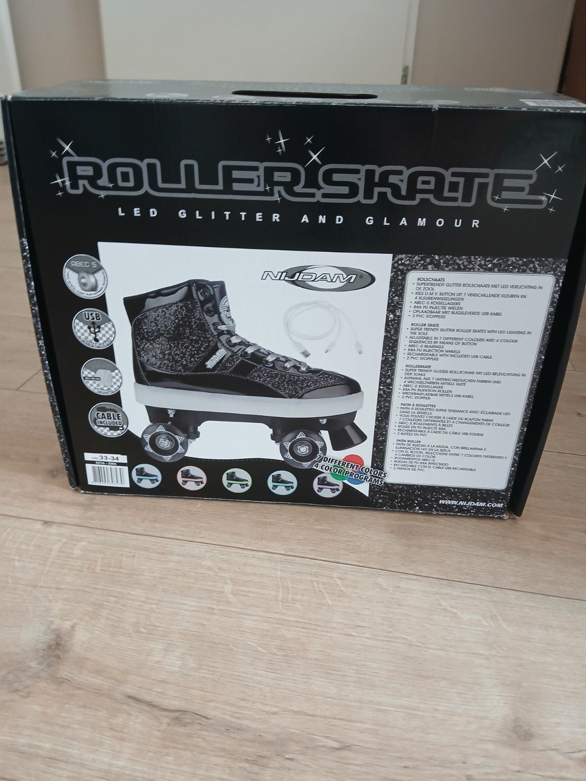 Nijdam rollerskates met verlichting, Sport en Fitness, Ophalen, Nieuw