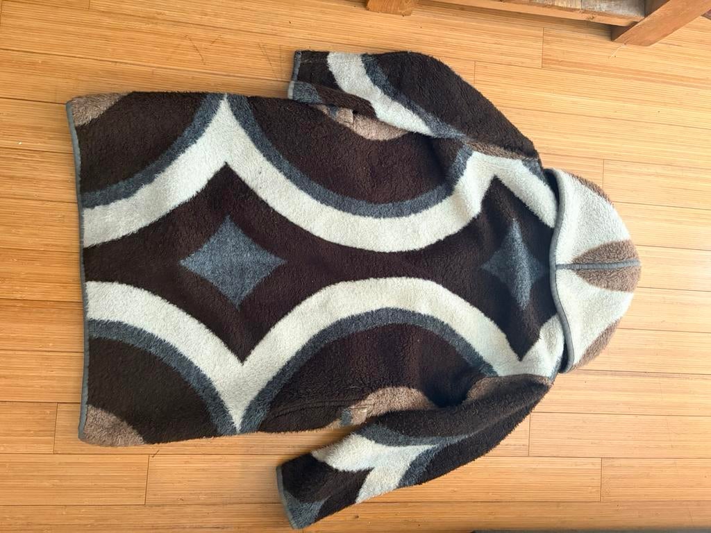 Vintage deken - pracbtige fleece jas, Ophalen of Verzenden, Gedragen, Maat 38/40 (M), Bruin