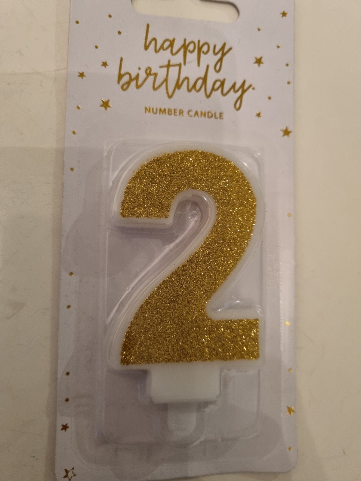 Glitter Verjaardagskaars cijfer 2, Ophalen of Verzenden, Nieuw, Versiering, Verjaardag