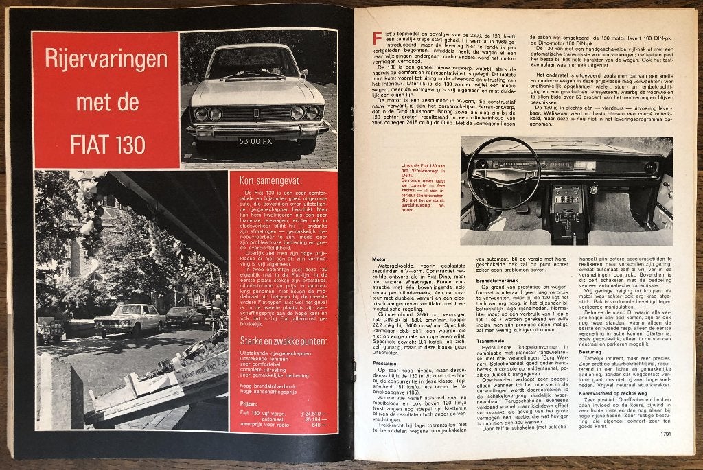 Fiat 130 test in Autovisie e.a., Gelezen, Ophalen of Verzenden, Overige merken, Autovisie
