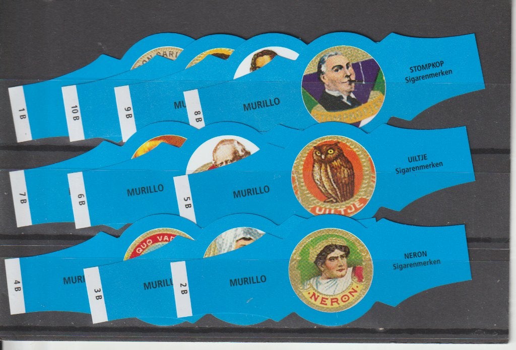 reeks 1111  sigaren namen  1-10 sigarenbanden, Ophalen of Verzenden, Zo goed als nieuw, Sigarenbandjes