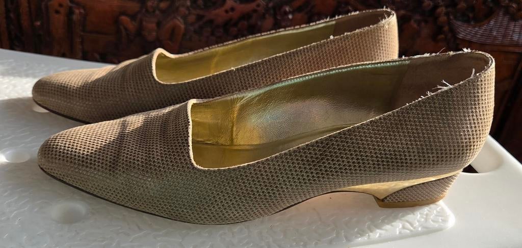 Dames, schoenen mt 39, bruin-goud, Kleding | Dames, Schoenen, Bruin, Instappers, Ophalen of Verzenden, Onbekend