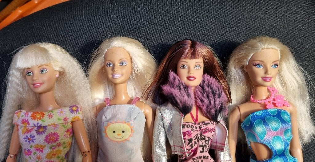 3 oudere Barbies en Teresa, Ophalen of Verzenden, Gebruikt, Pop