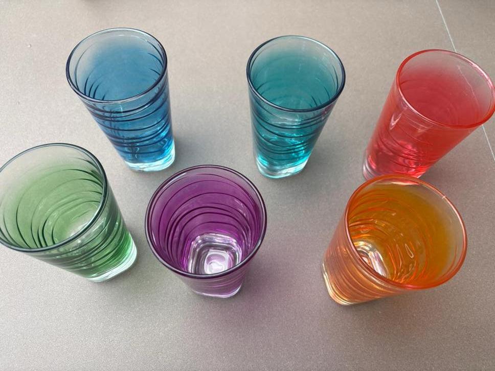 Leonardo drinkglazenSet van 6 gekleurde glazen,, Huis en Inrichting, Ophalen of Verzenden, Zo goed als nieuw, Meerkleurig, Overige merken