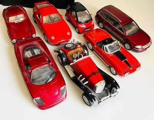 5 rode auto’s schaal 1:24, Hobby en Vrije tijd, Modelauto's | 1:24, Zo goed als nieuw, Auto, Overige merken, Ophalen of Verzenden