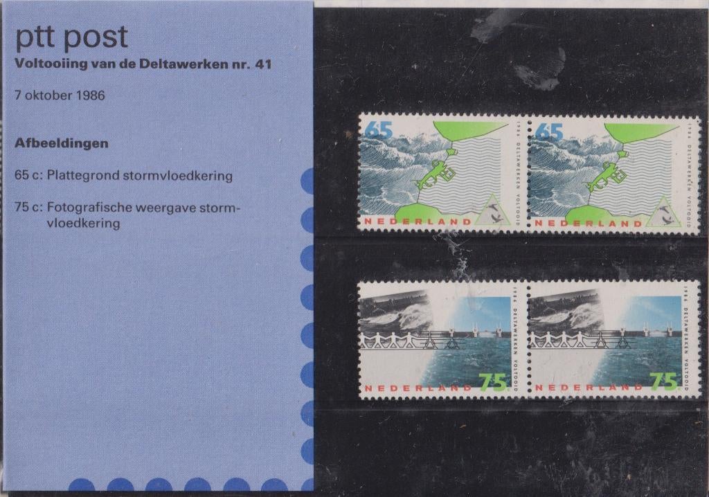 Nederland 1986 041 Postzegelmapje Deltawerken, Postzegels en Munten, Verzenden, Postfris, Plaats of Gebouw