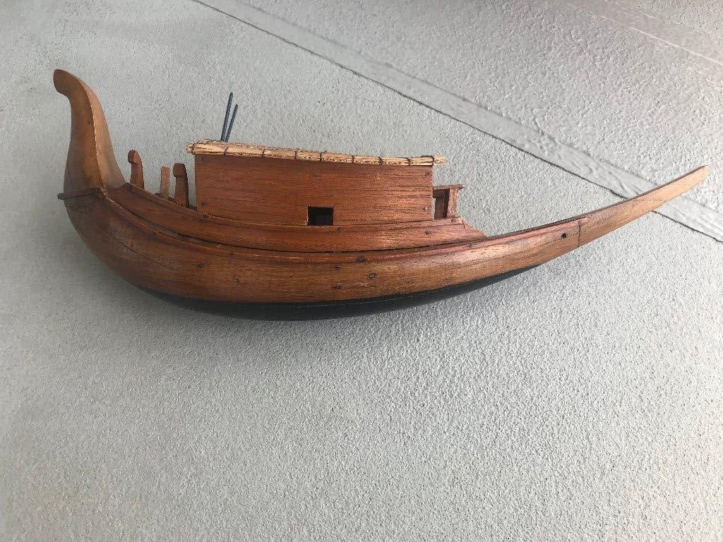 hout boot praam oosters india indonesie thailand, Antiek en Kunst, Hout, Bruin, Handgemaakt, Ophalen of Verzenden