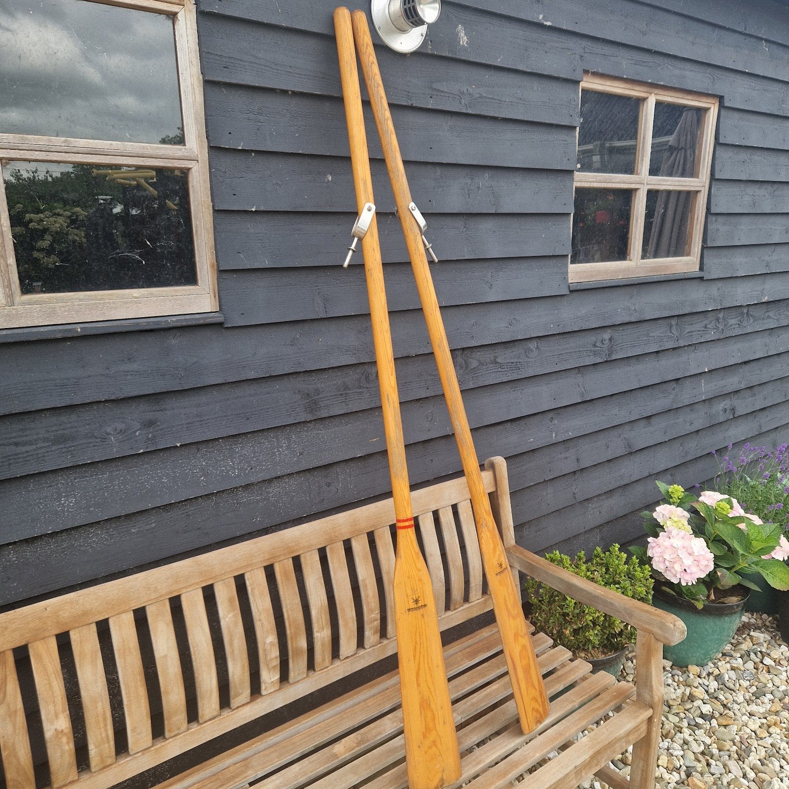 Mooie set houten roeispanen,  180 cm., Huis en Inrichting, Ophalen, Gebruikt