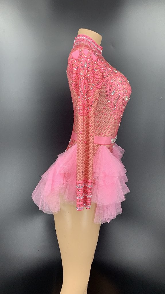 Roze dames glitter bodysuit / jumpsuit feest festival romper, Kleding | Dames, Verzenden, Nieuw, Overige thema's, Kleding