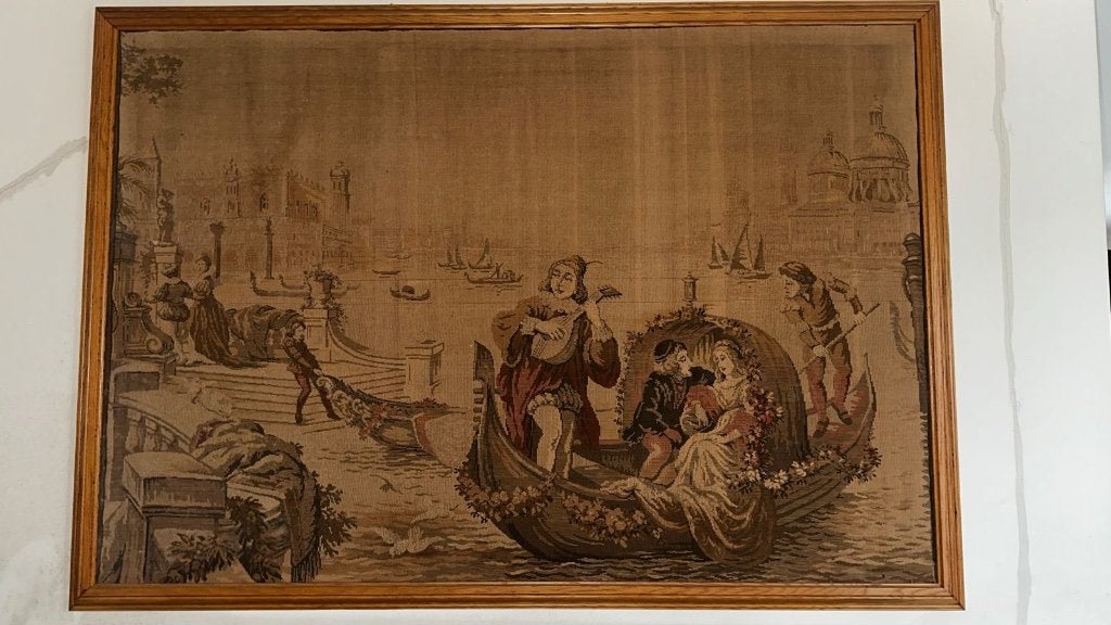 MOET WEG! Vintage wandtapijt Venetië - 192 (B) 135 (H) cm, Ophalen, Gebruikt, 125 cm of meer, Schilderij