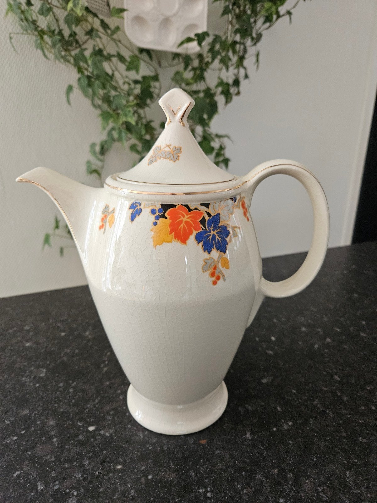 Art Deco Koffie-/Teekan Mosa Maastricht 'Druiveblad', Ophalen of Verzenden