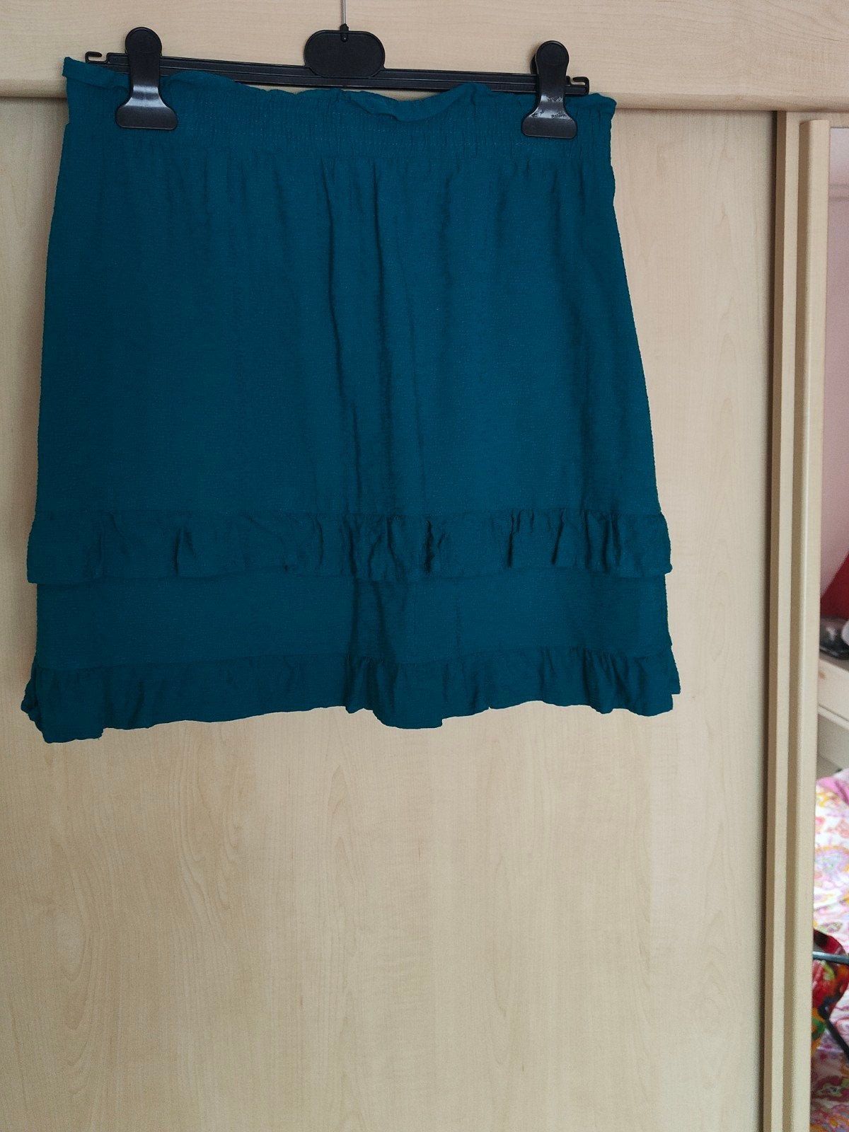 Blauw-Groene Rok Maat L, Blauw, Maat 42/44 (L), Gedragen, Boven de knie