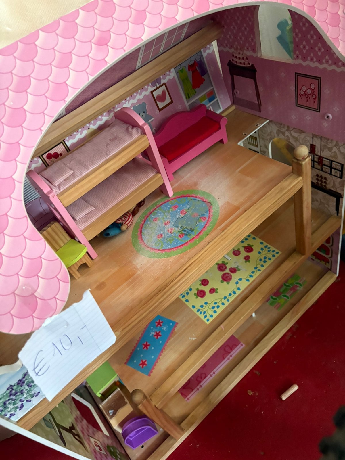 Houten poppenhuis, Kinderen en Baby's, Speelgoed | Poppenhuizen, Ophalen, Zo goed als nieuw, Poppenhuis
