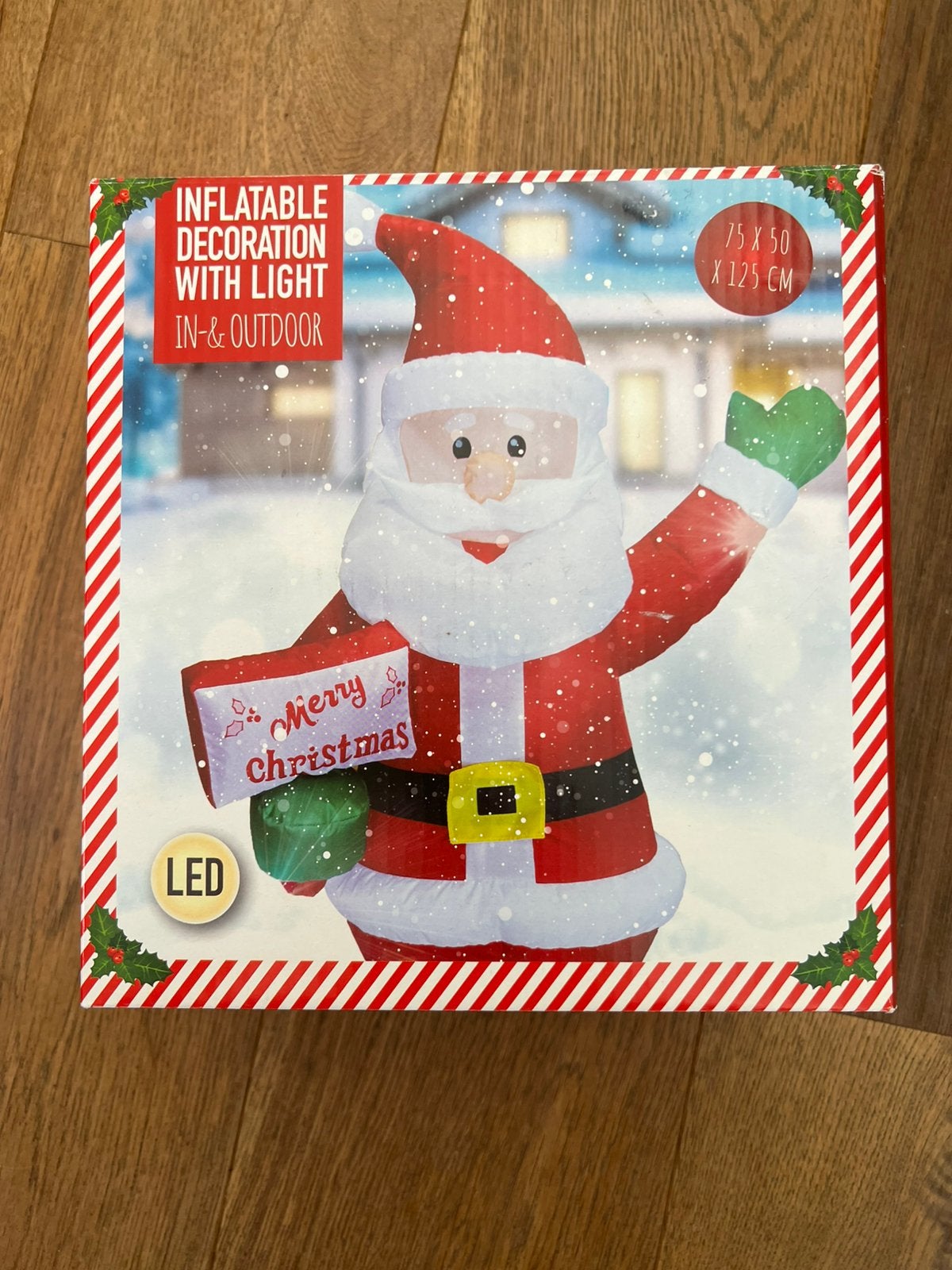 Opblaasbare kerstman 125 cm inclusief LED verlichting -NIEUW, Ophalen of Verzenden, Nieuw