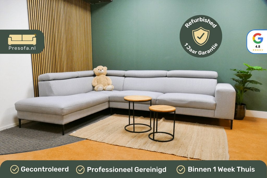 Moderne Hoekbank Lichtgrijs Verstelbaar [Refurbished], 250 tot 300 cm, -, -, Hoekbank