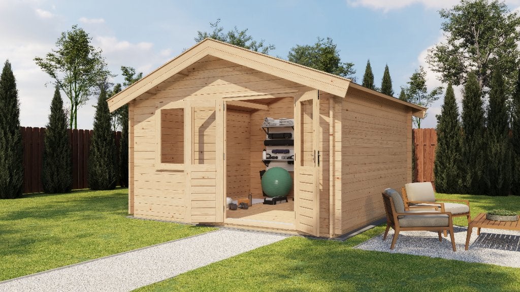 Lugarde Select Tuinhuis Loenen 400x400cm - Onbehandeld, 200 tot 400 cm, Blokhut, Nieuw, Zonder ramen