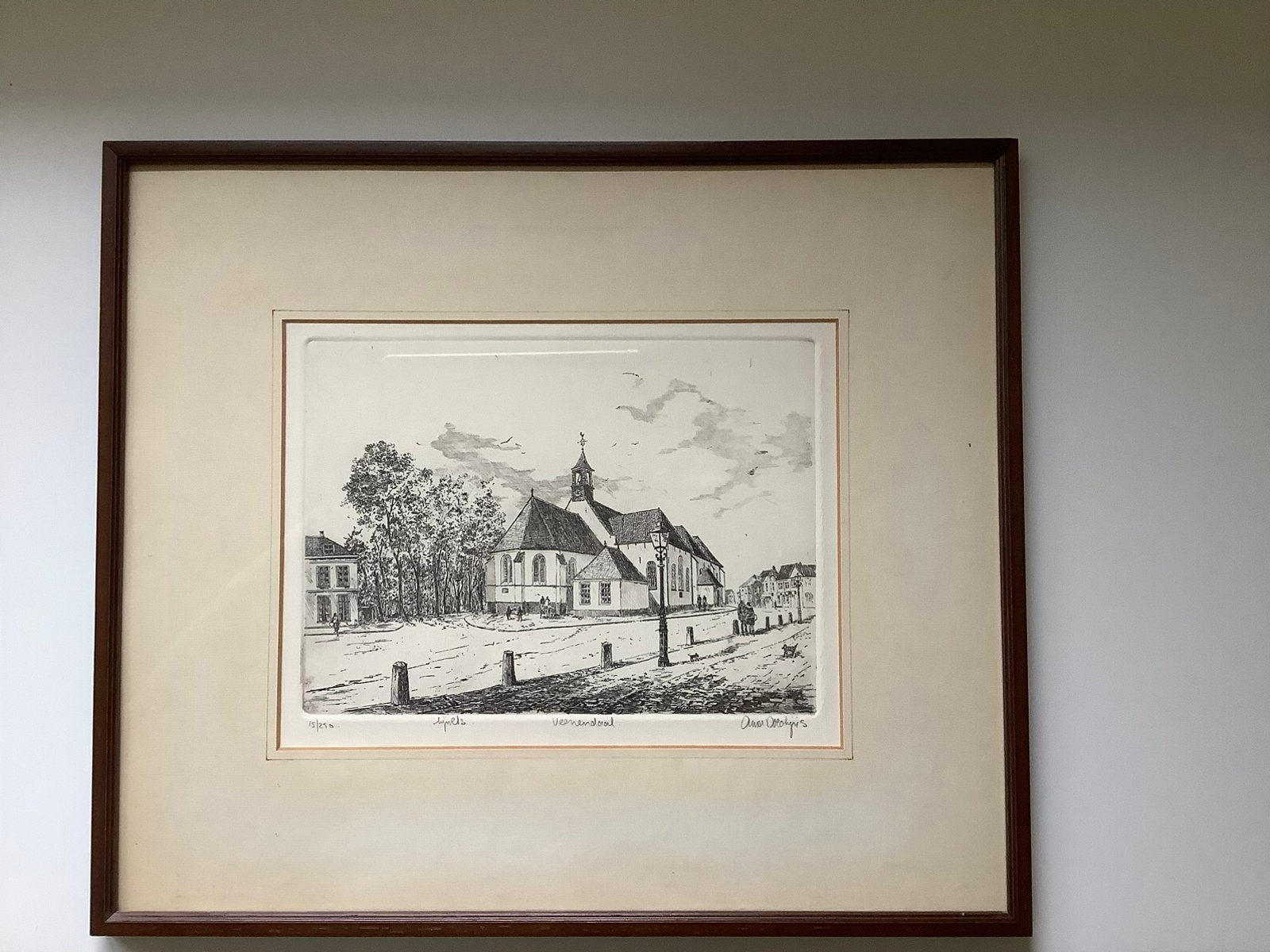 Lijnets van Veenendaal door Anna Doedijns, Antiek en Kunst, Kunst | Etsen en Gravures, Ophalen of Verzenden