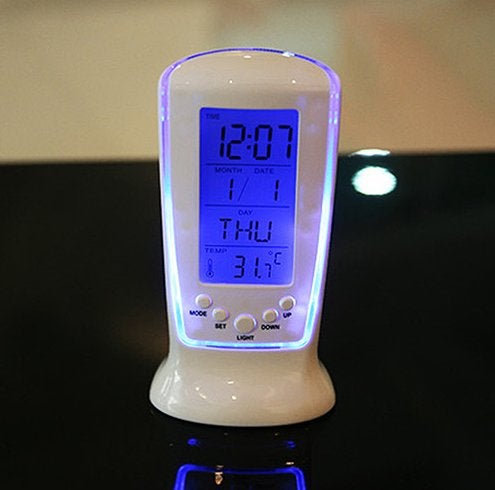 Weerstation LED Klok  Kalender Alarm Wekker Thermometer, Verzenden, Nieuw, Weerstation