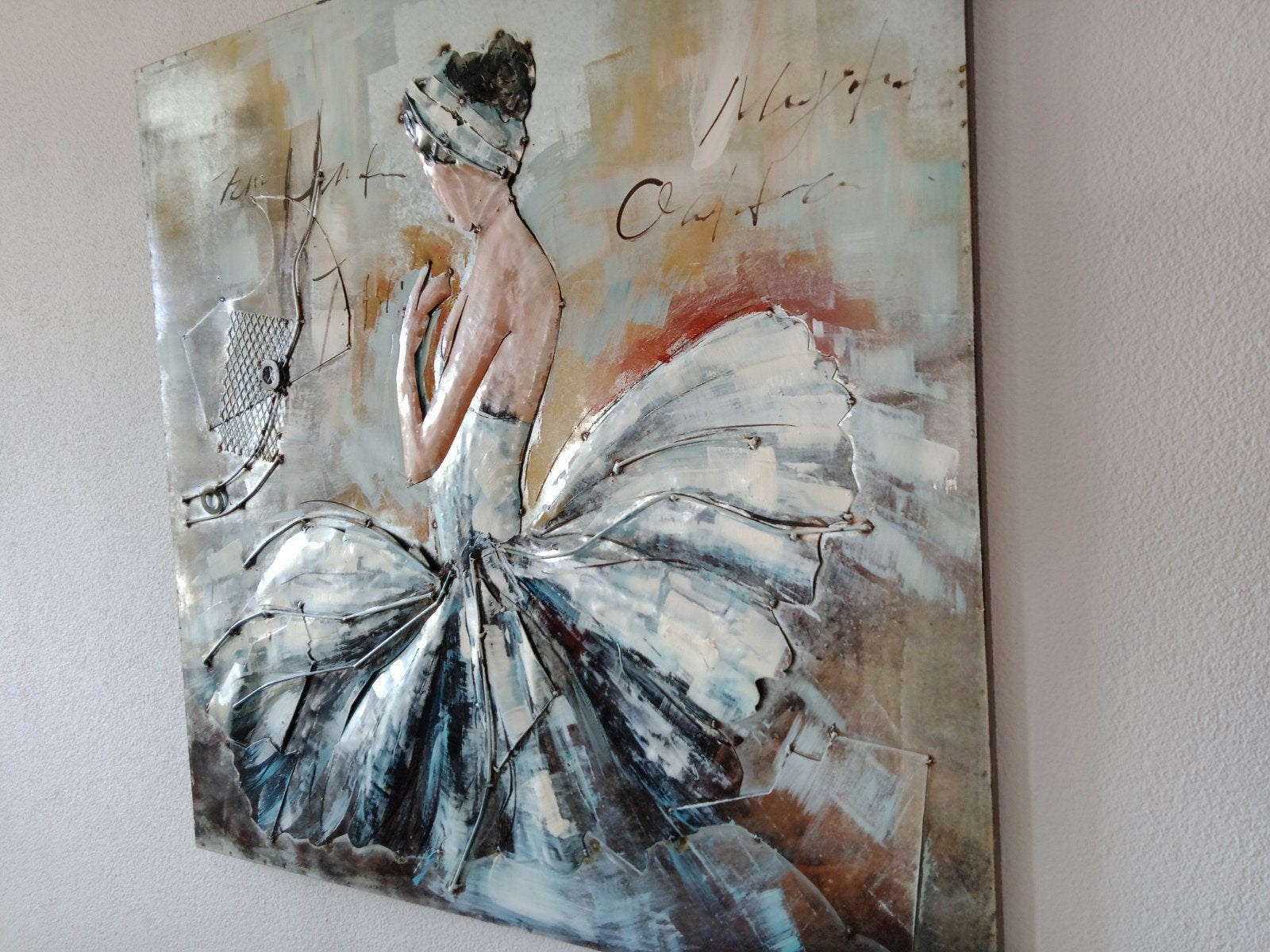 3D Metalen Schilderij Ballerina in Tutu 100x100cm, Ophalen, Metaal