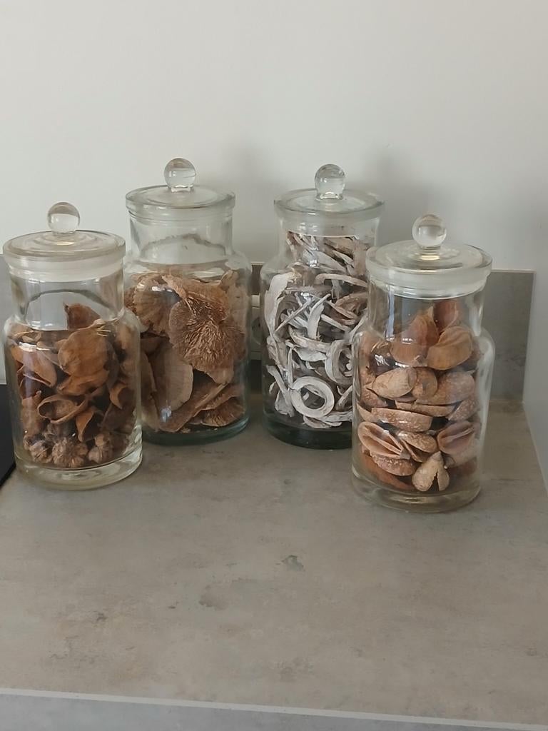 4 Vintage glazen Potten snoeppot voorraad, Ophalen