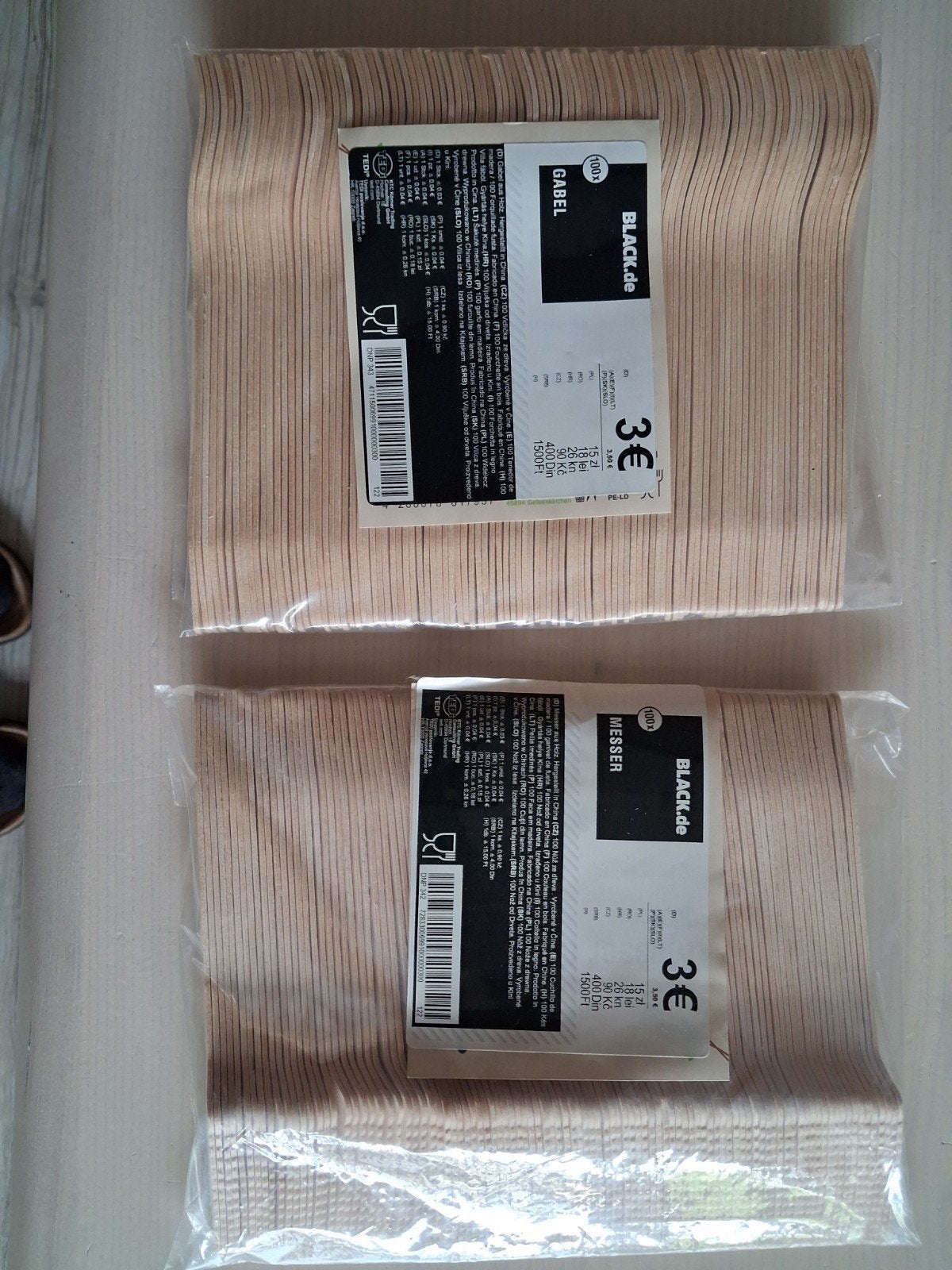 100× Houten Vorken & 100× Houten Messen -Nieuw!, Ophalen, Nieuw, Hout