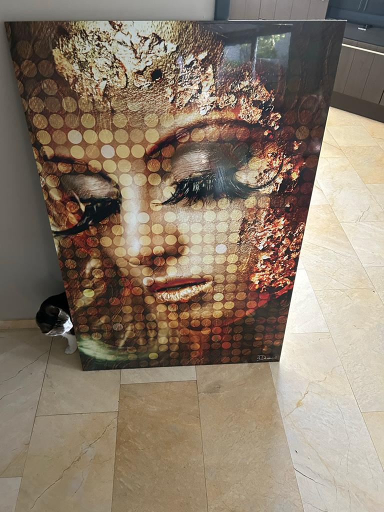 Aluminium schilderij met vrouwengezicht 80x121 cm, Ophalen, Zo goed als nieuw