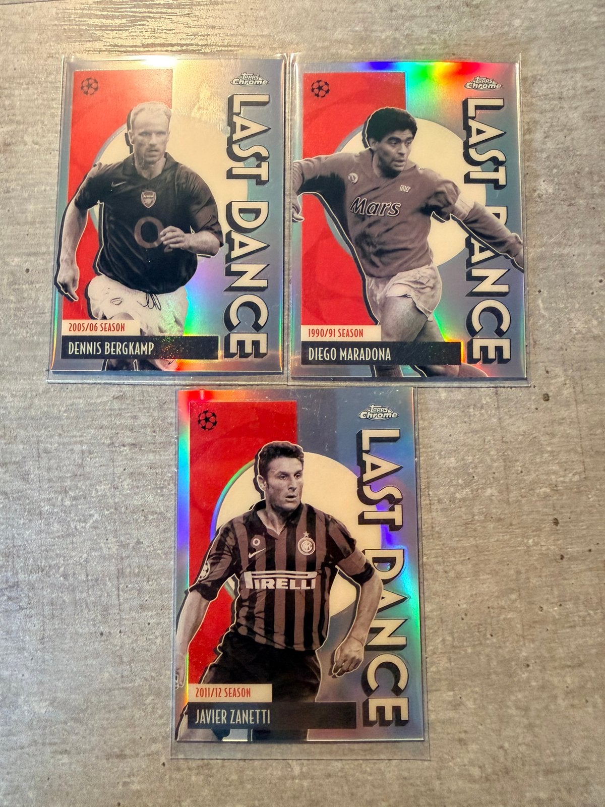 Topps Last Dance Kaarten - Bergkamp, Maradona, Zanetti, Ophalen of Verzenden, Zo goed als nieuw