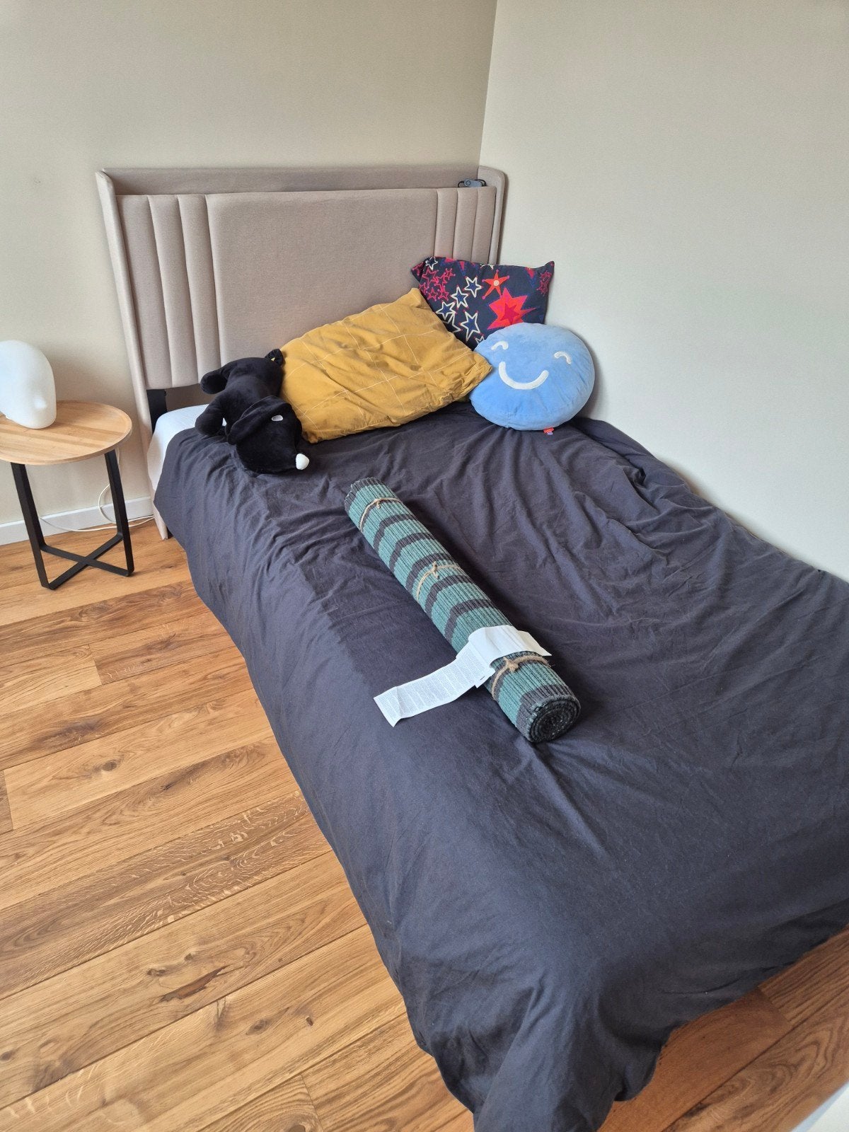 Xbro bed 120x200  met opbergruimte en USB-oplaadpunt, Ophalen, Eenpersoons, Beige, Nieuw