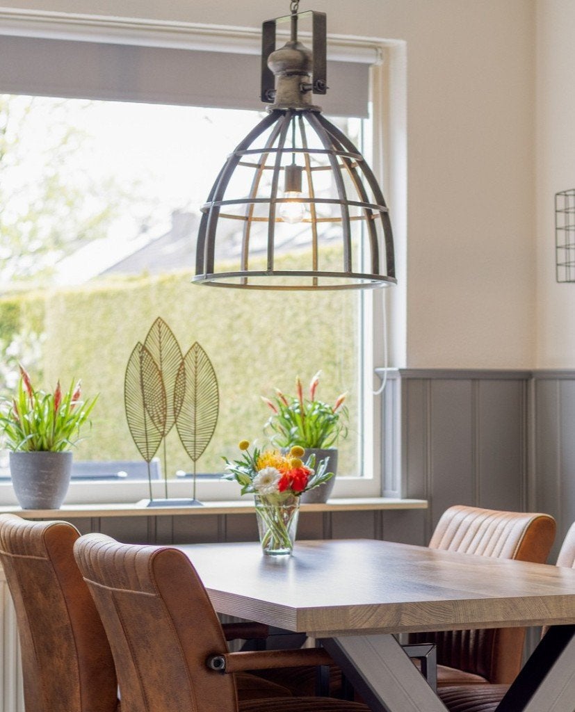 Industriële hanglamp – Stoere metalen designlamp, Ophalen, E27 (groot), Zo goed als nieuw, Metaal
