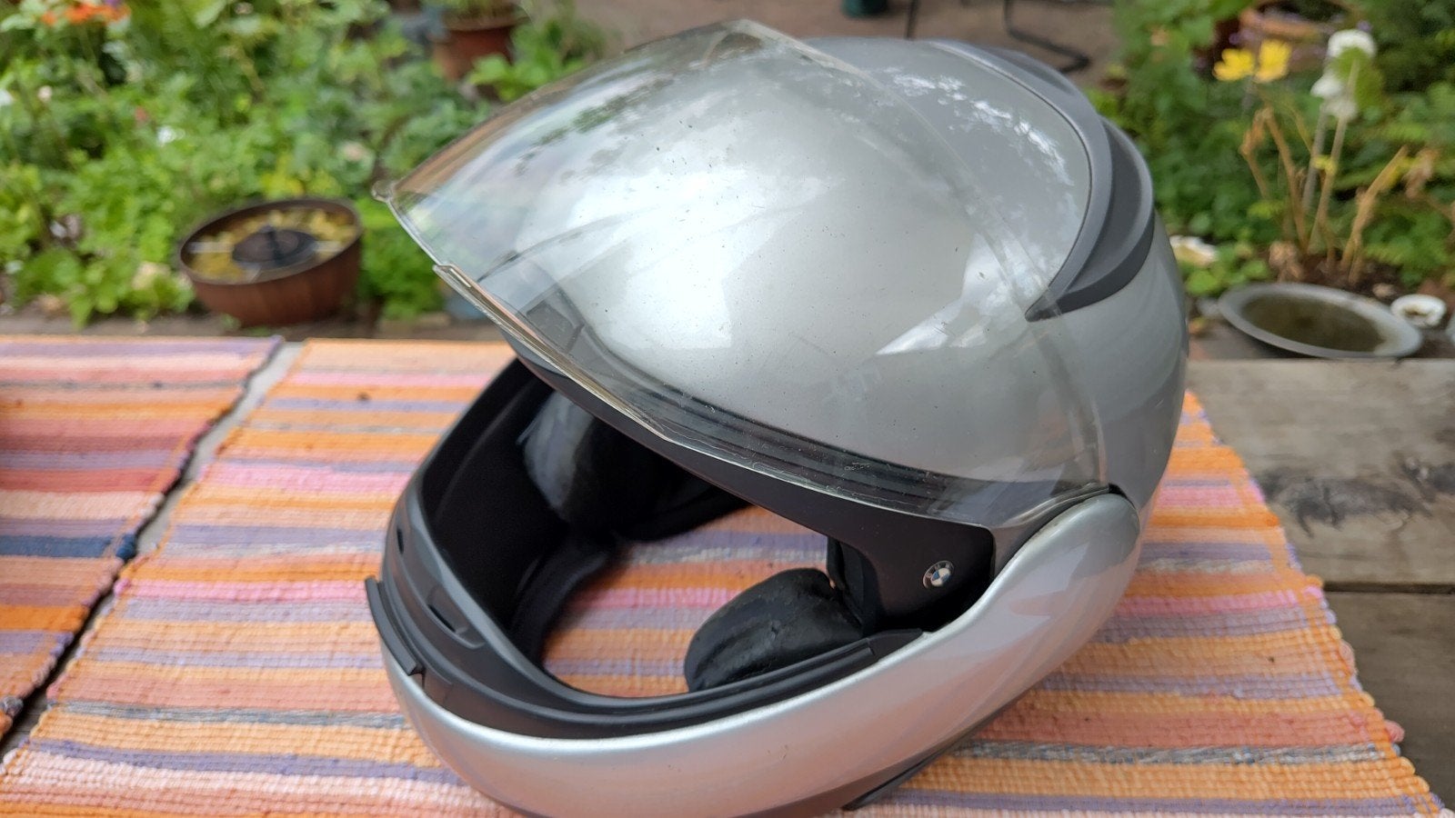 Oude BMW Systeem helm Schuberth Zilver., Ophalen of Verzenden, Tweedehands, L, Systeemhelm