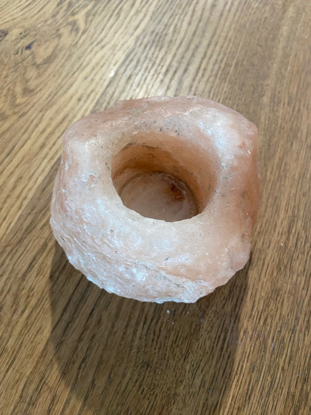 Mooie roze zoutsteen waxinelichthouder, Ophalen, Waxinelichthouder, Zo goed als nieuw, Roze