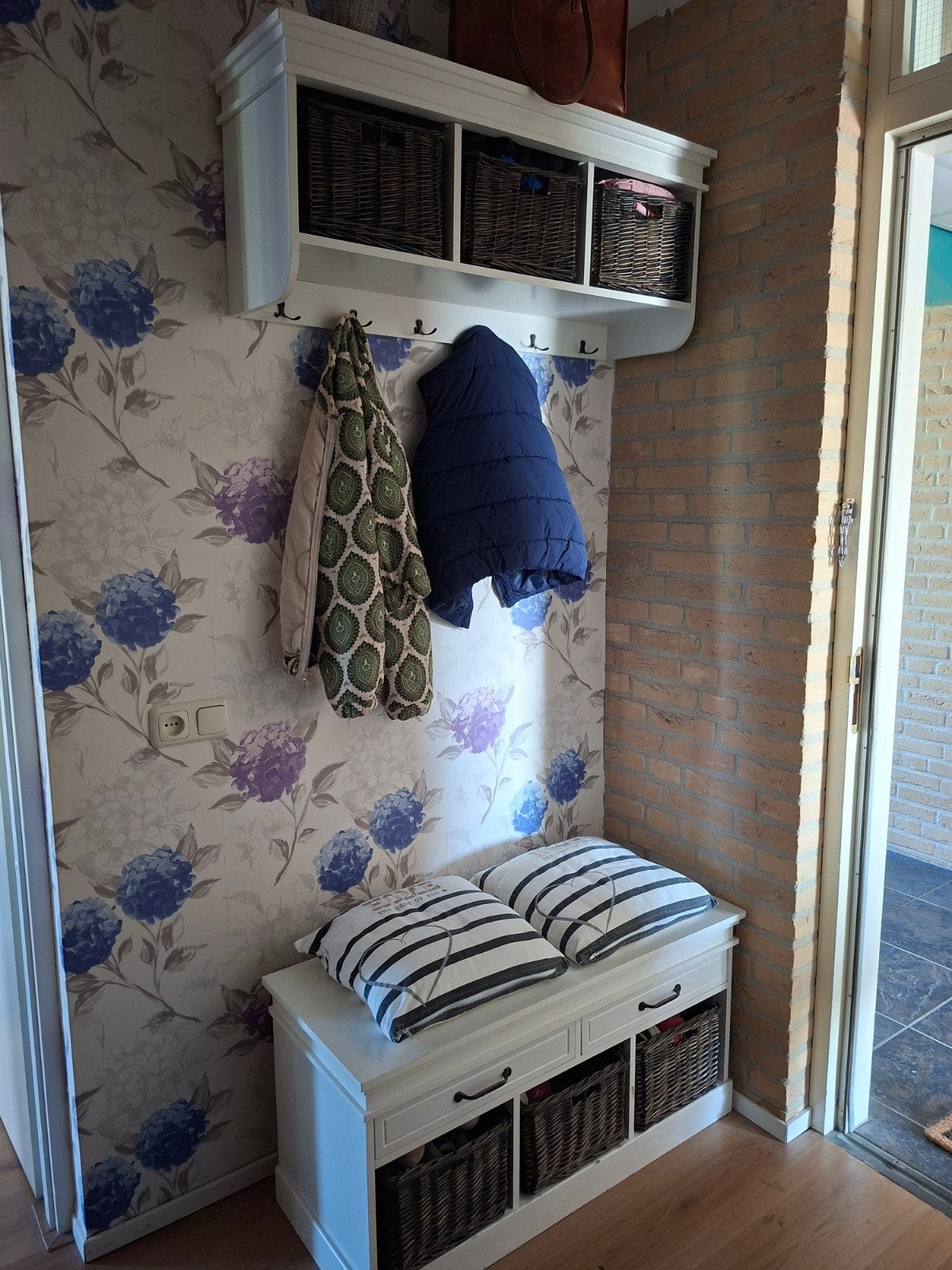 Landelijke kapstok met bankje, Huis en Inrichting, Woonaccessoires | Kapstokken, Gebruikt, Minder dan 100 cm, Hout, Ophalen