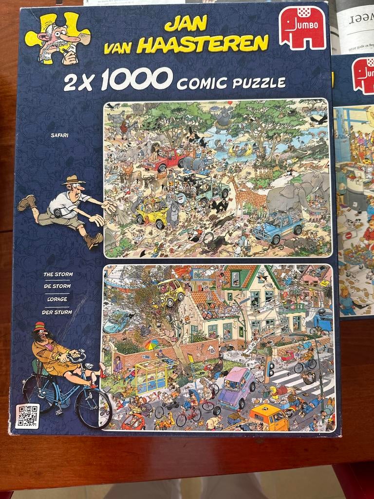 Jan van Haasteren combidoos 2x 1000 stukjes - Compleet, Ophalen of Verzenden, 500 t/m 1500 stukjes, Zo goed als nieuw, Legpuzzel