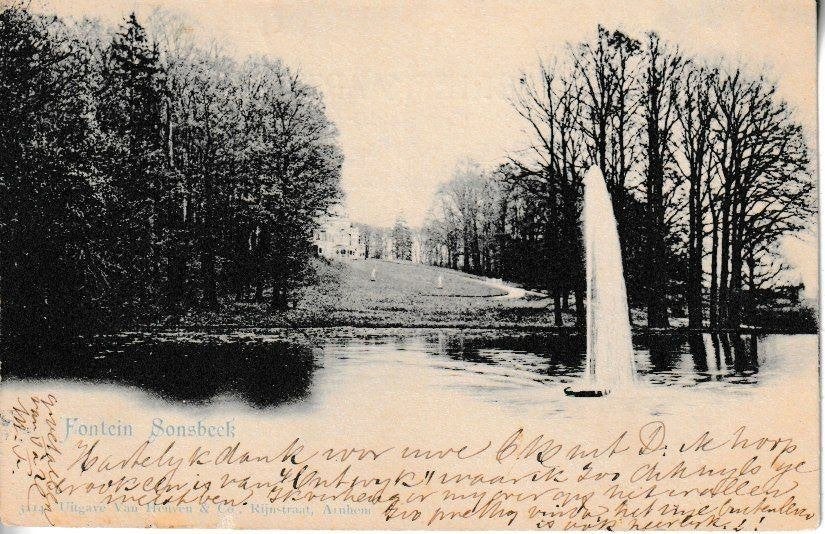 ARNHEM-SONSBEEK - FONTEIN, Ophalen of Verzenden, Voor 1920, Gelopen, Gelderland