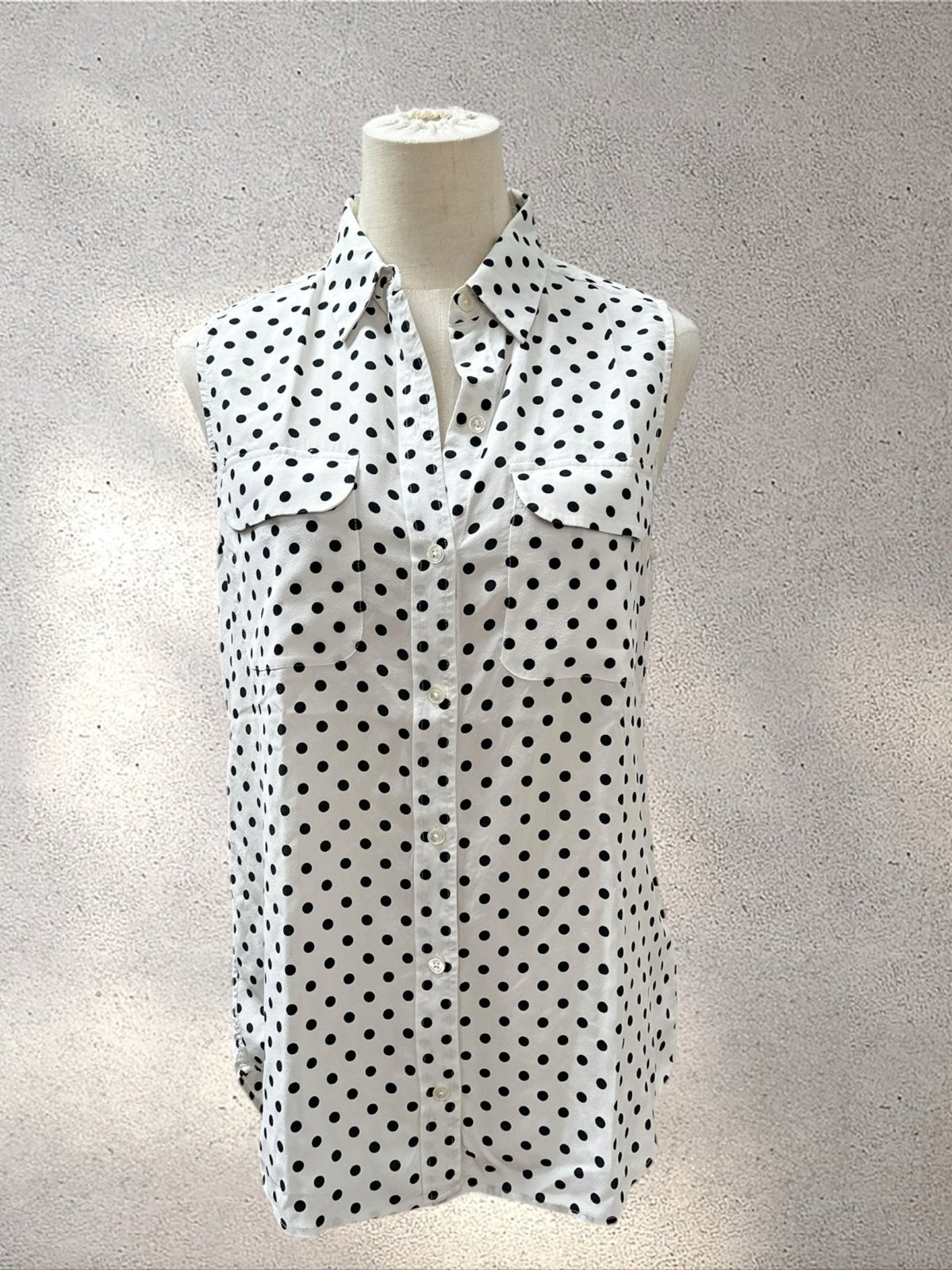 Equipment Femme mouwloze blouse met stippen mast S, Ophalen of Verzenden, Zo goed als nieuw, Maat 36 (S), Wit