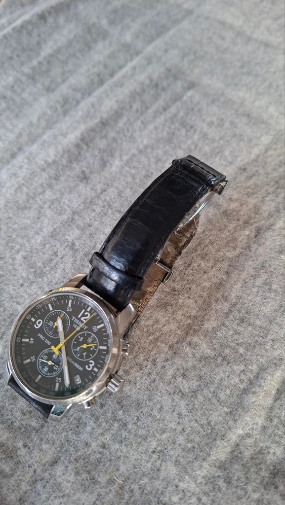 Tissot PRC200 horloge - Zwart leren band - Prima staat, Overige merken, Staal, Polshorloge, Ophalen of Verzenden