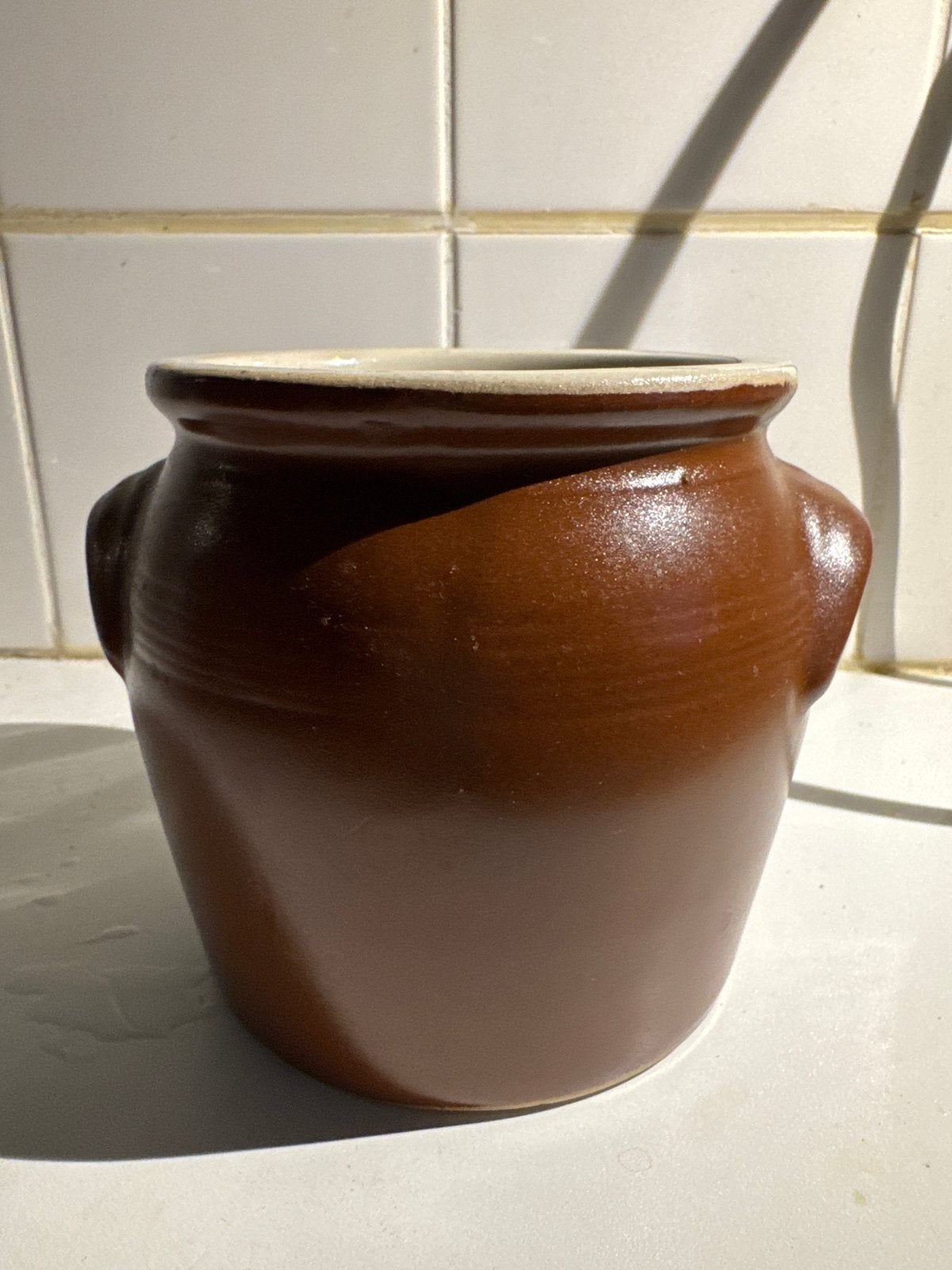 Franse bruine grespot - Vintage Keukenpot, Antiek en Kunst, Ophalen of Verzenden