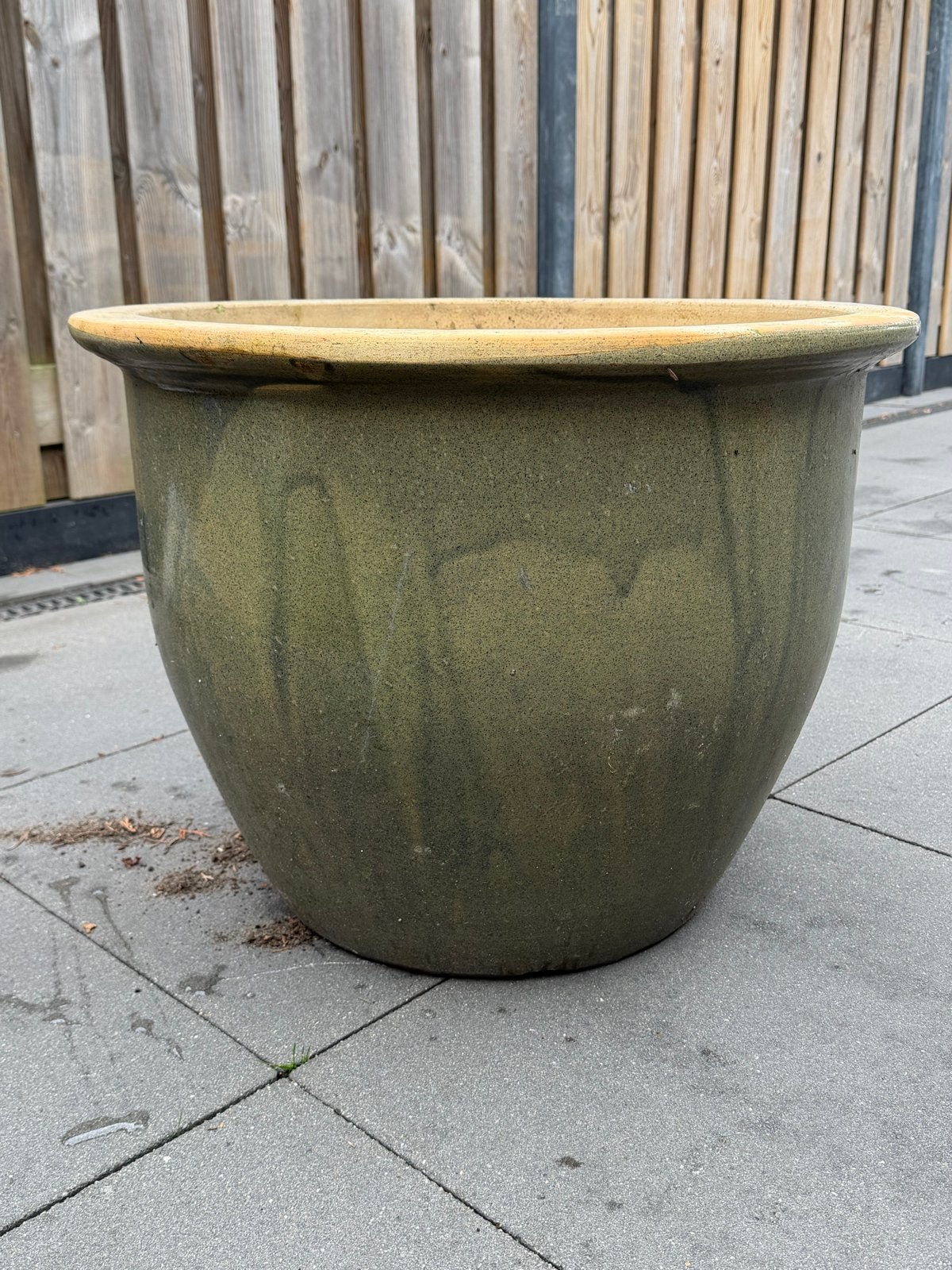 Grote ronde bloempot, groen geglazuurd, voor tuin/balkon, Tuin en Terras, Bloempotten, Ophalen, Gebruikt, Balkon, 40 cm of meer