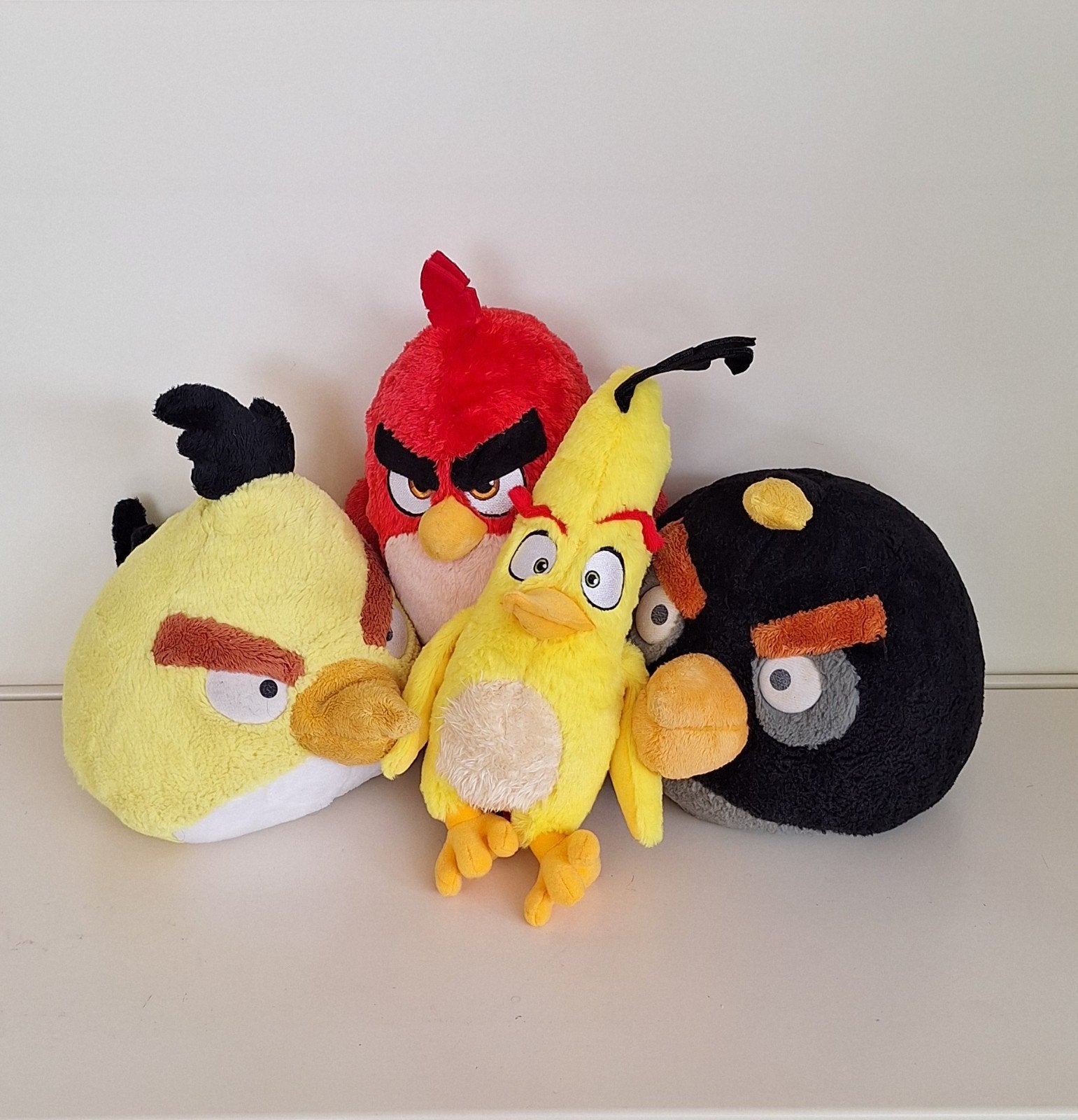 Set van 4 Originele Angry Birds Knuffels (w.o. Film-Chuck), Verzamelen, Ophalen of Verzenden, Gebruikt