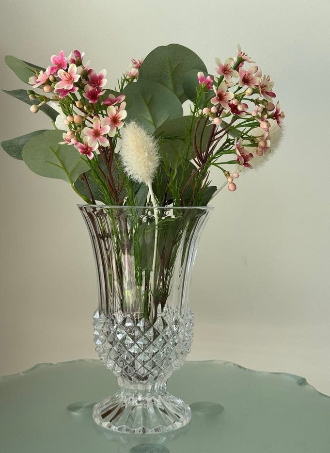prachtig kristallen vaasje, Transparant, Ophalen of Verzenden, 18 cm, Glas