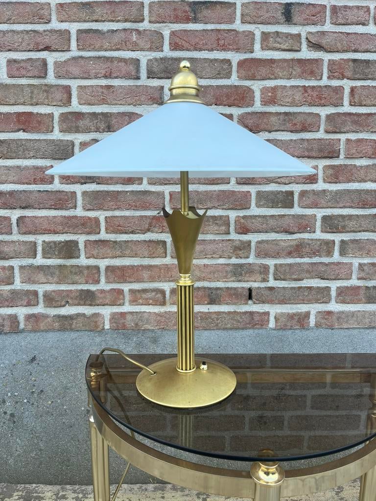 Vintage art deco style messing tafellamp, Ophalen of Verzenden, Zo goed als nieuw, Minder dan 50 cm