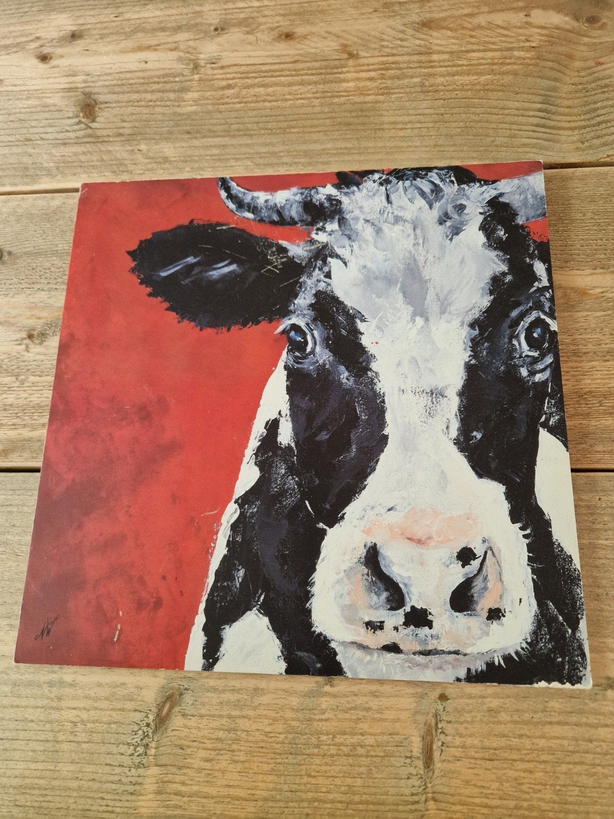 Schilderij koe 30x30 cm, Huis en Inrichting, Ophalen, Minder dan 50 cm, Gebruikt, Schilderij